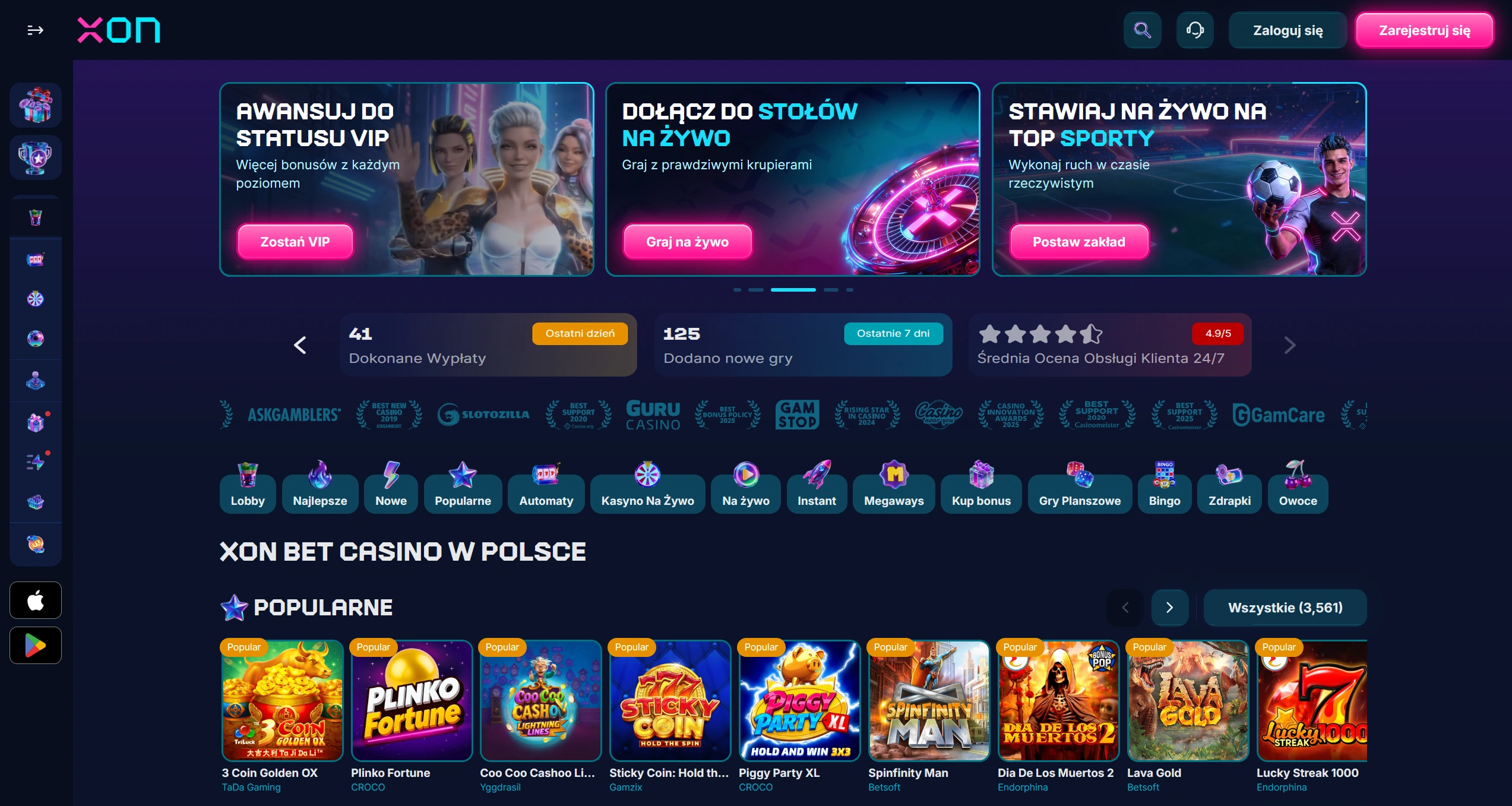 Ile gier mieści lobby XON Bet
